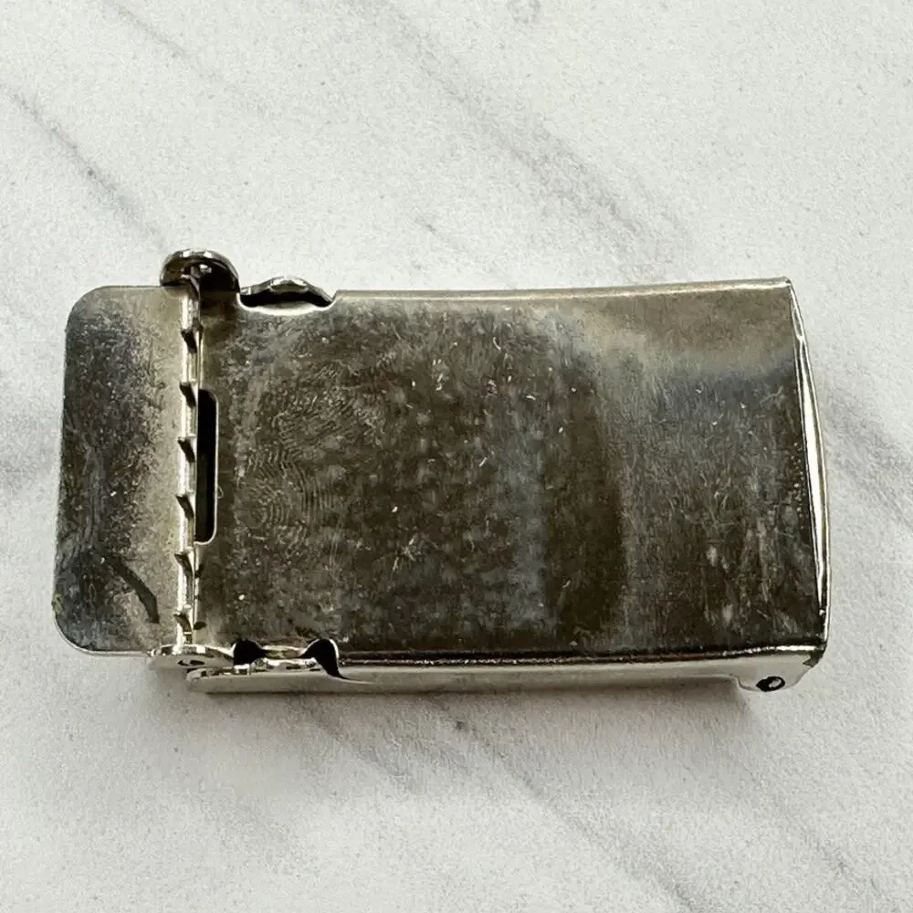 Silver Tone Web Clamp Military Style Slide Belt Buckle Simple Basic Unisex ✨